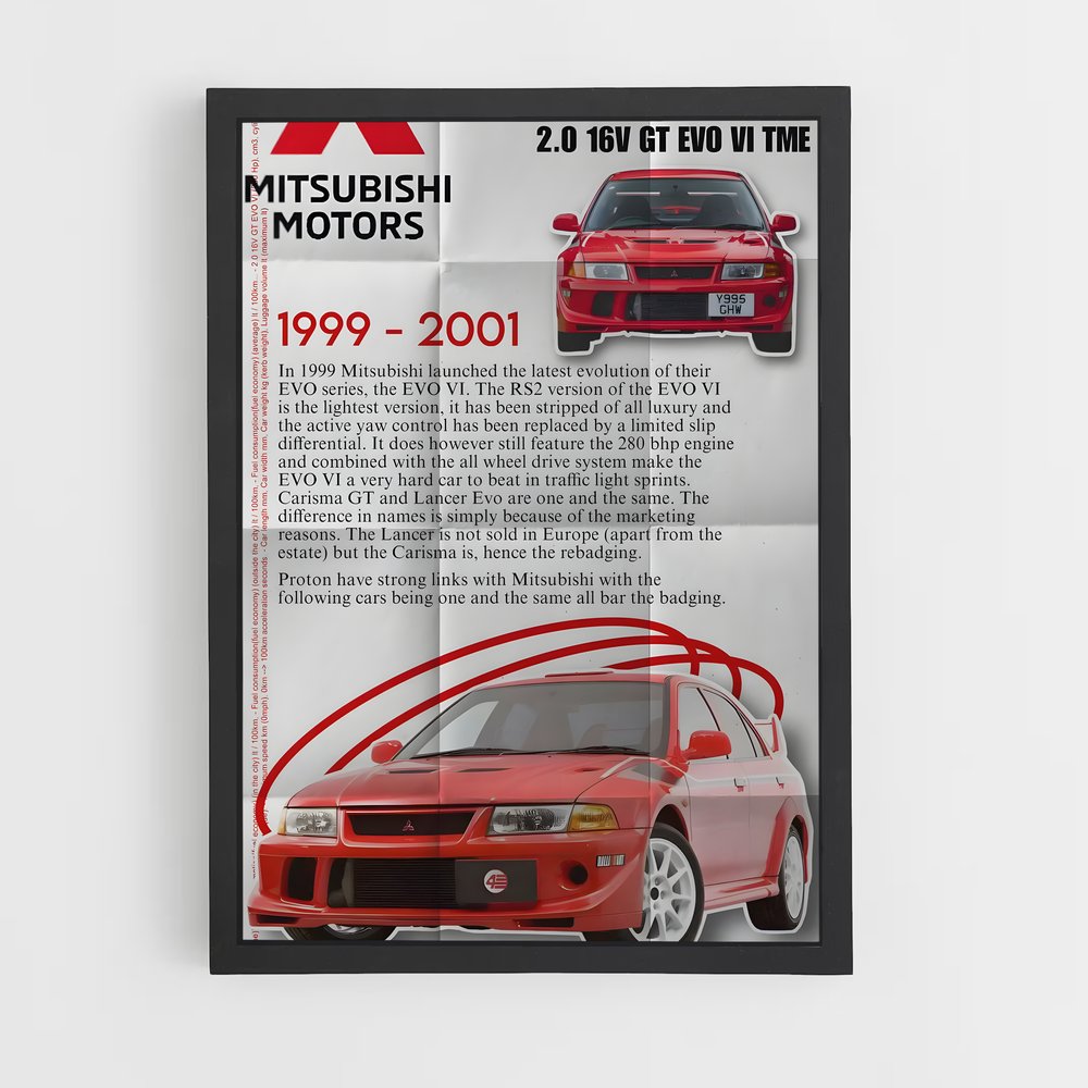 Poster époustouflant Lancer Evolution VI TME – affiche Mitsubishi (vue 2)